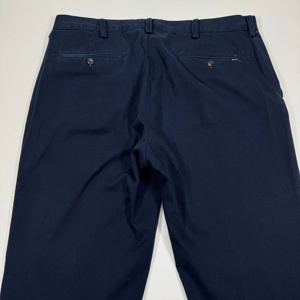 Polo Ralph Lauren Classic Fit Mens Chino Pants 36x32 Navy Blue Cotton Flat Front